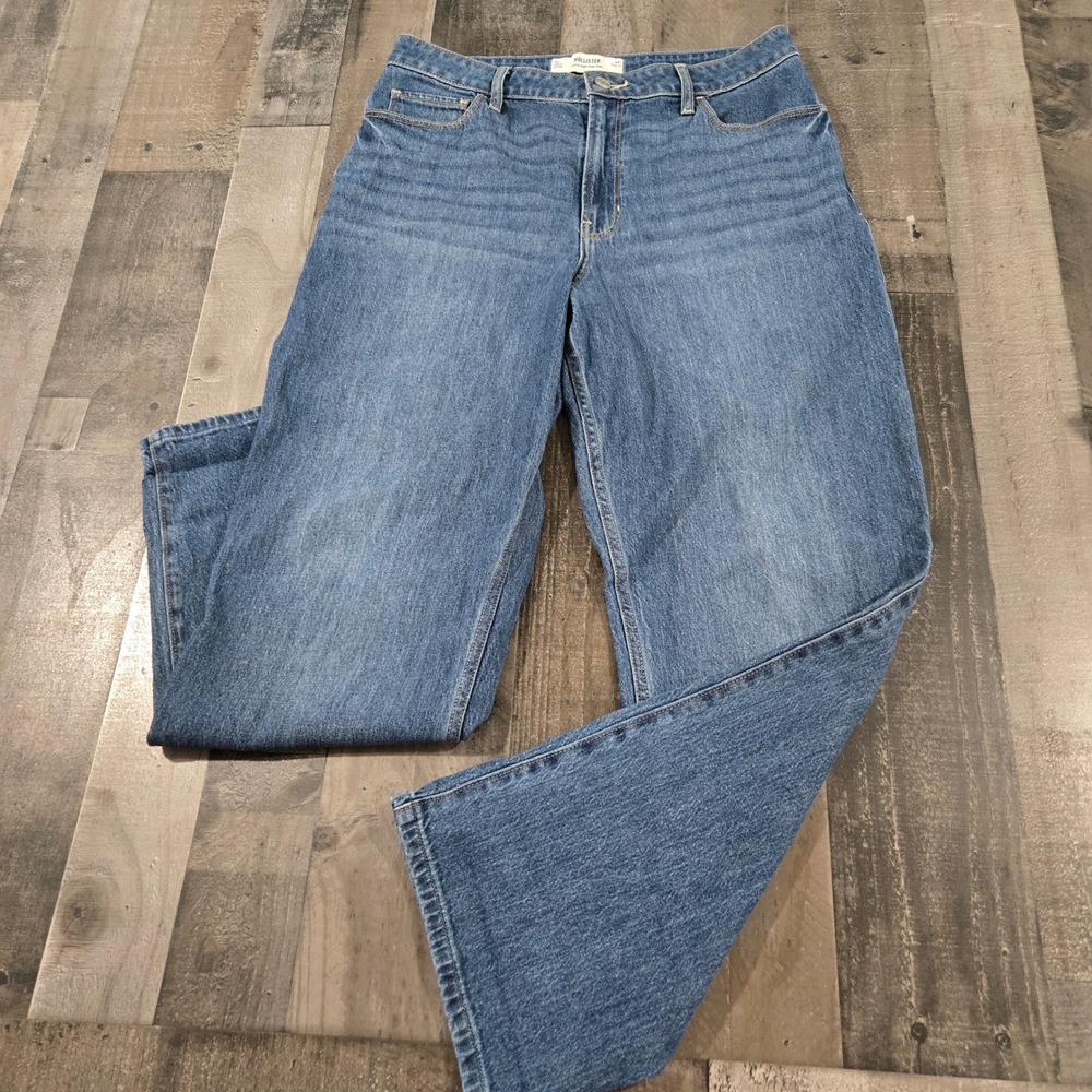 Hollister Ultra High-Rise Dad Jeans Womens 12R W31 Blue Medium Wash Straight Leg